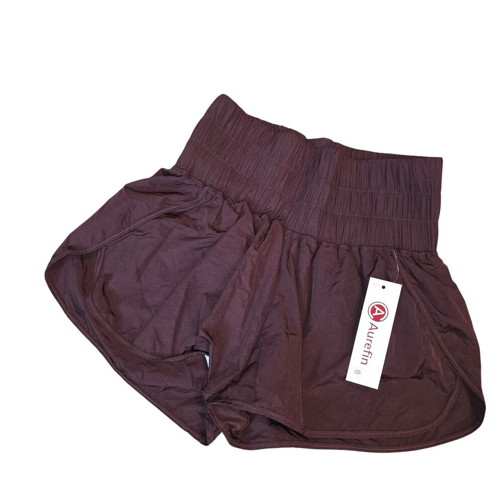 NWT Aurefin plum high‎ waist, athletic shorts w/built in under garments sz 6